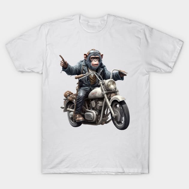 Monkey Biker Retro Motorcycle T-Shirt by Nenok